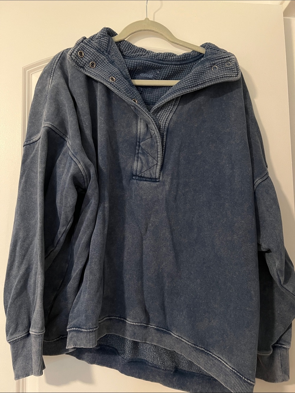 aerie Washed Denim Blue “Oh Snap” Pullover